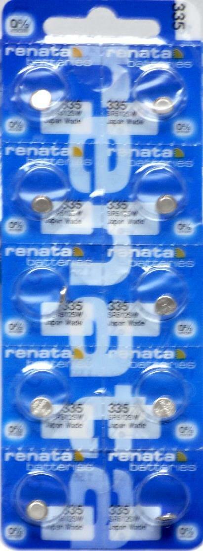 Renata 335 Watch Cell Batteries SR512SW, SWISS MADE, 0% MERCURY (Pack 100)