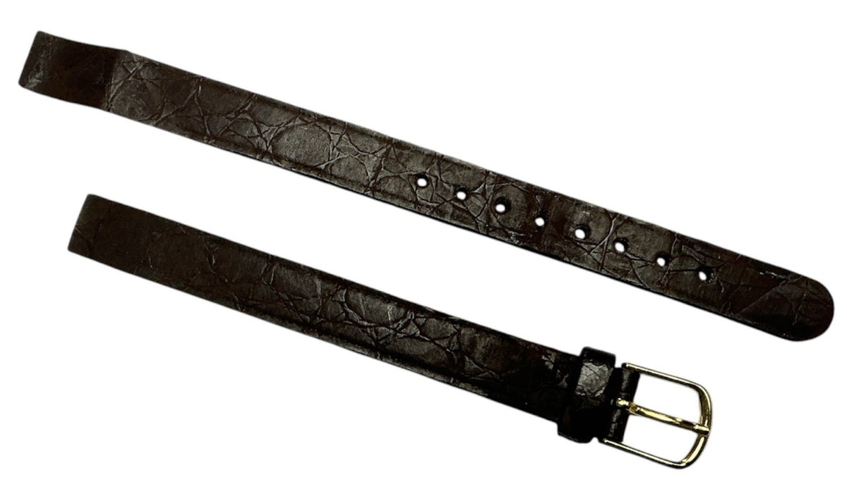 HIRSCH 10mm Women's Brown Genuine Leather Gold Buckle Watch Strap Band
