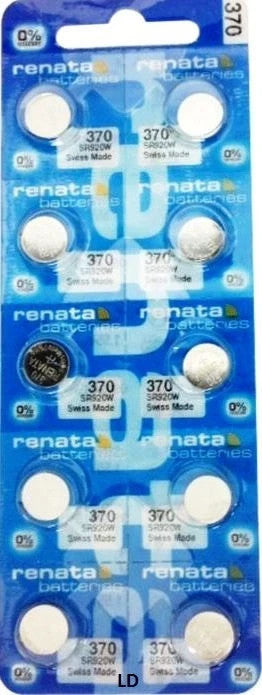 Ten (10)  Renata 370 Watch Battery  SR920W SWISS MADE, 0% MERCURY