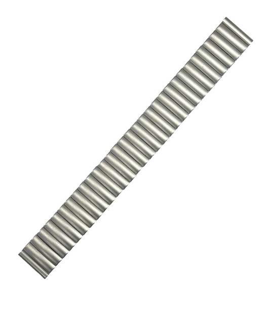 14MM Plain, Straight, Short, Silver-Tone Stainless Steel Stretch Watch Bands