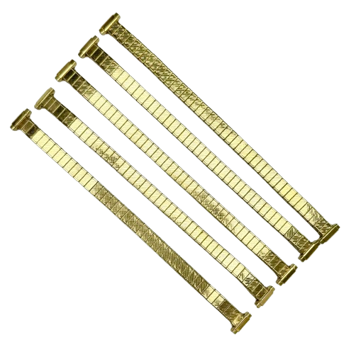 5 PCS of 8-11MM Classic Textured Gold Color Stretch Band for Ladies Watches