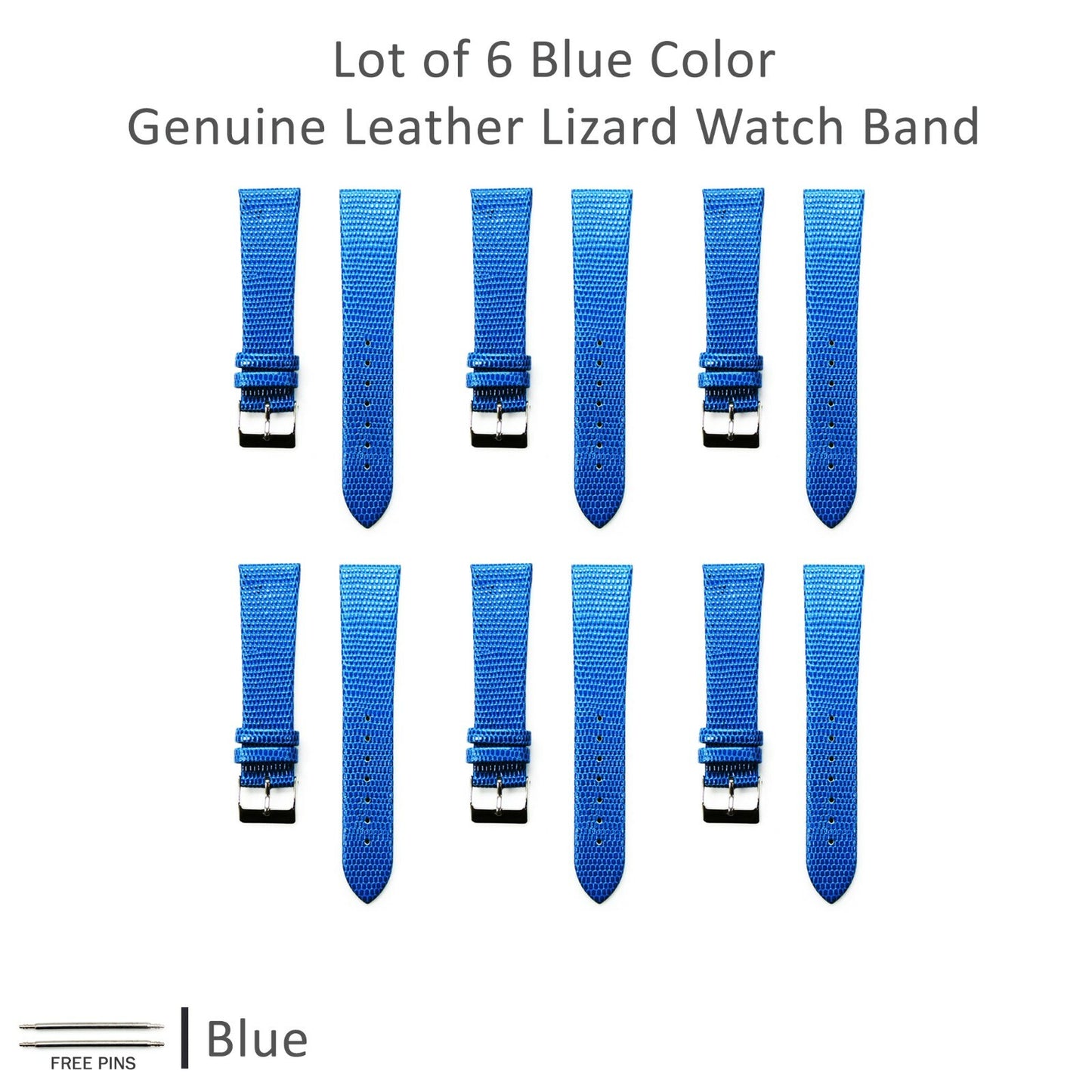  Lot of 6Pcs.Watch Bands Genuine Leather Lizard Grain Flat 12MM to 24MM 8 Colors