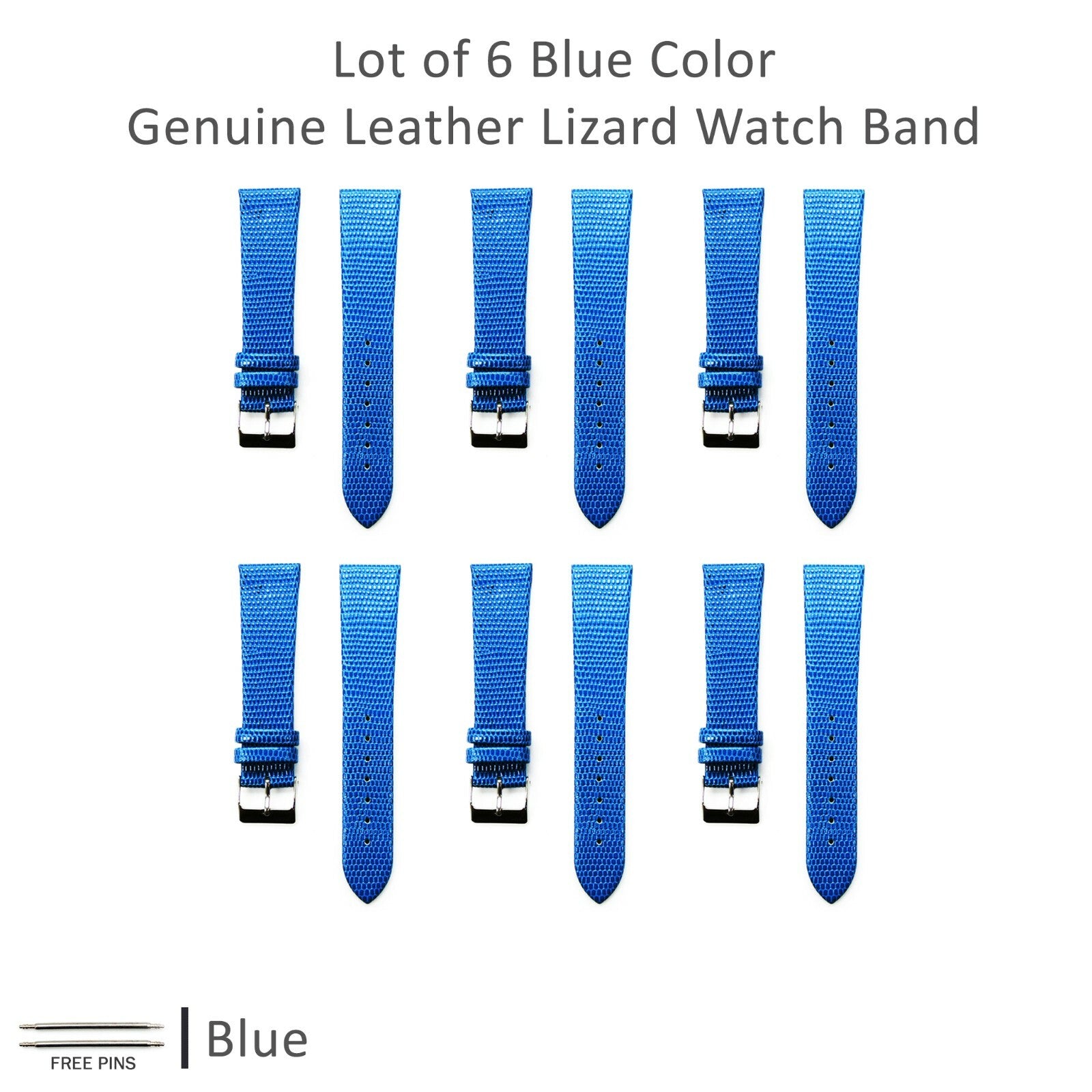  Lot of 6Pcs.Watch Bands Genuine Leather Lizard Grain Flat 12MM to 24MM 8 Colors