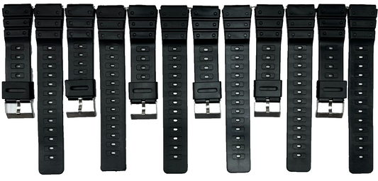 Lot Of 6, 19MM PVC RESIN Black Comfort Watch Band Replacement for CASIO watches