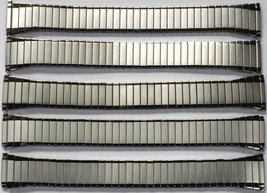 16 - 22 MM Silver Tone Stretch Watch Band Stainless Steel Lot of 5 Bands