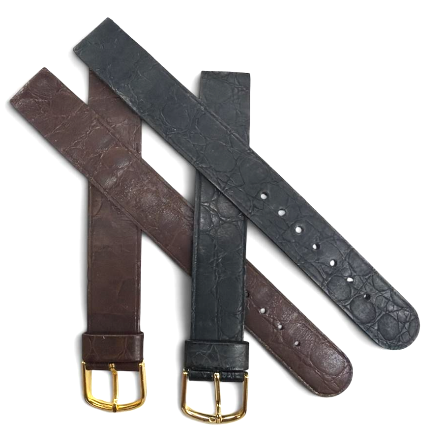 16 mm GENUINE QUALITY CALF LEATHER WATCH BAND GOLD BUCKLE-OPENEND -MT-16