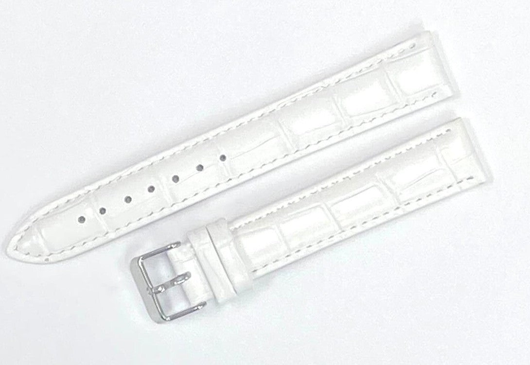 Watch Band Genuine Leather Alligator White(PADDED) 16,18,20,22,24mm XXL