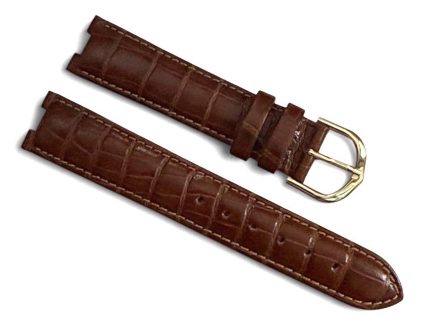 Watch Band Genuine Leather Alligator Grain Brown 18mm High Quality