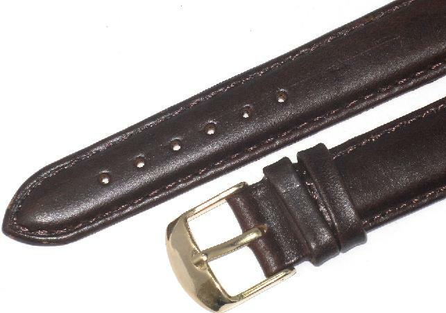 Lot of 6Pcs.Watch Bands Genuine Leather D.Brown Padded,Stitched 16mm,18mm, 20mm