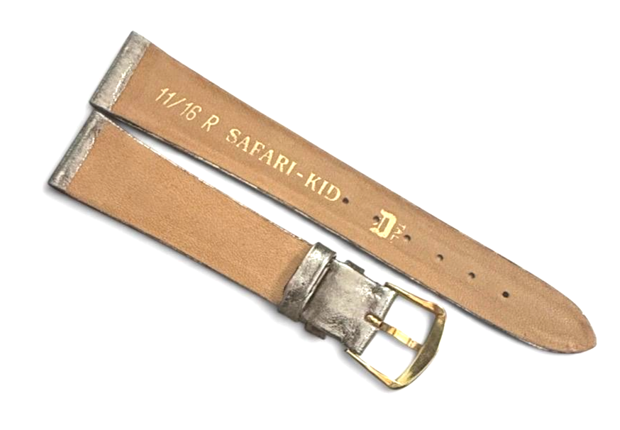 Watch Band GRAY Genuine Leather Lizard Flat 15/18mm