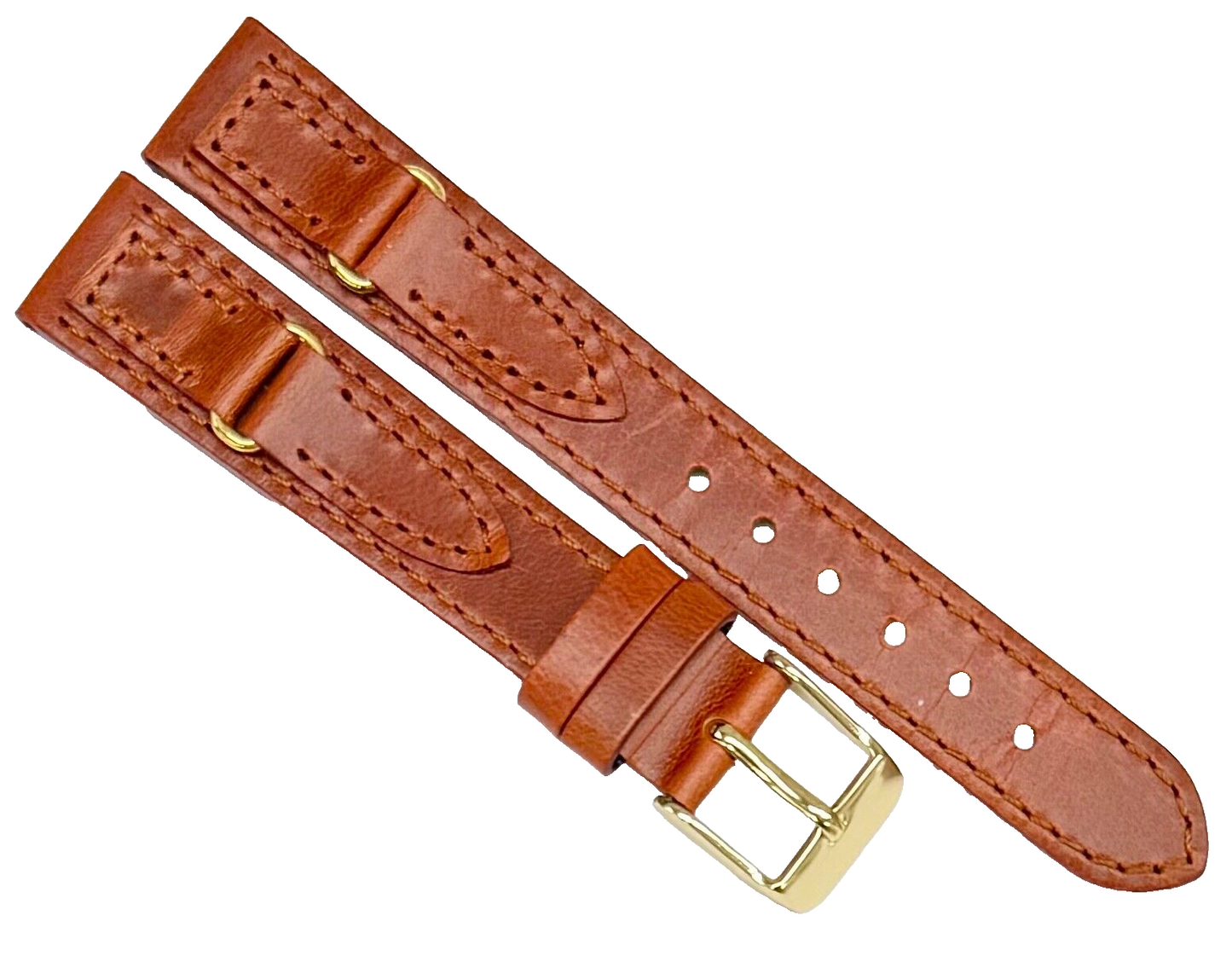 Watch Band L.Brown Genuine Leather , Stitches 16mm, regular