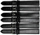 LOT OF 6 Watch Band Flat Leather Plain Black 10,12,14,16,18,20,22,24mm XXL