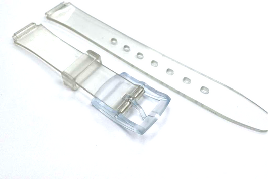 12MM Plastic PVC Replacement  Watch Band Flat Clear White without Pins