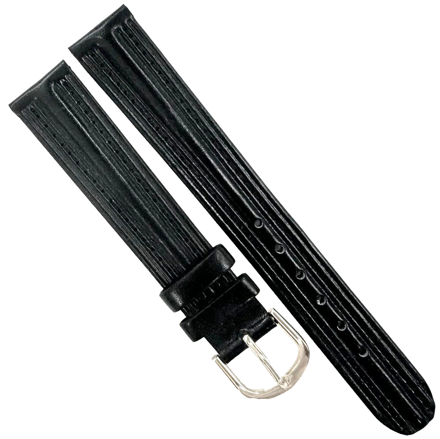 Unique Designed Watch Band Black Genuine Leather 16MM