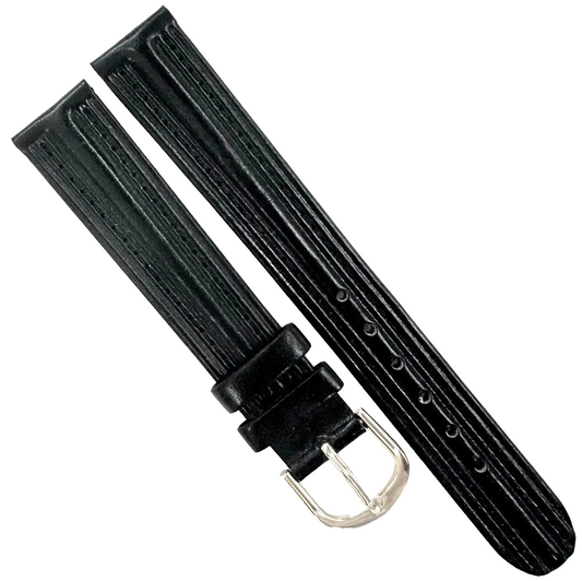 Unique Designed Watch Band Black Genuine Leather 16MM