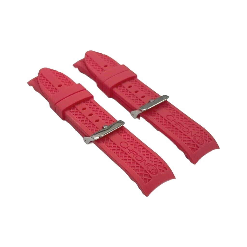 CURVED END RUGGED TEXTURED SOFT RUBBER SILICONE SPORT WATCH BAND 22MM