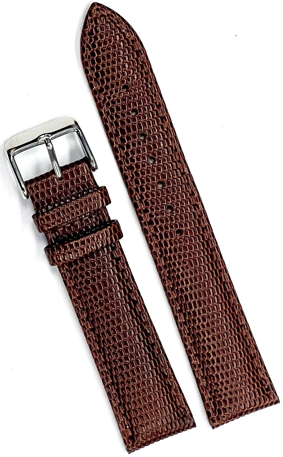Lot of 6 Bands 20MM Genuine Leather Lizard Grain Padded Brown Top Quality