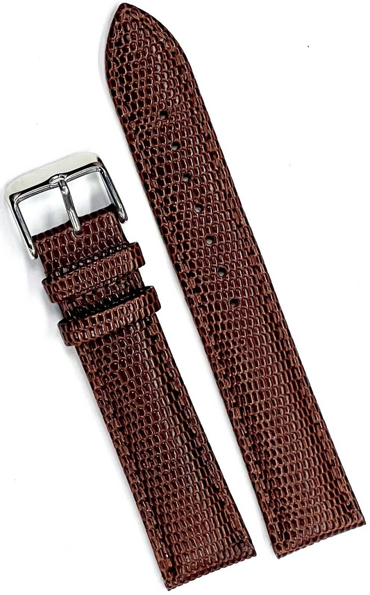 Lot of 6 Bands 20MM Genuine Leather Lizard Grain Padded Brown Top Quality