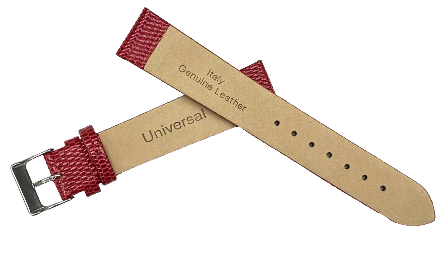 Watch Band Genuine Leather RED Lizard Grain Flat 16MM*14mm Top Quality