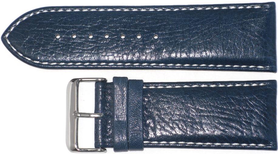 WATCH BAND D.BLUE GENUINE LEATHER 30MM PADDED,WHITE STITCHES SOFT( HIGH QUALITY)