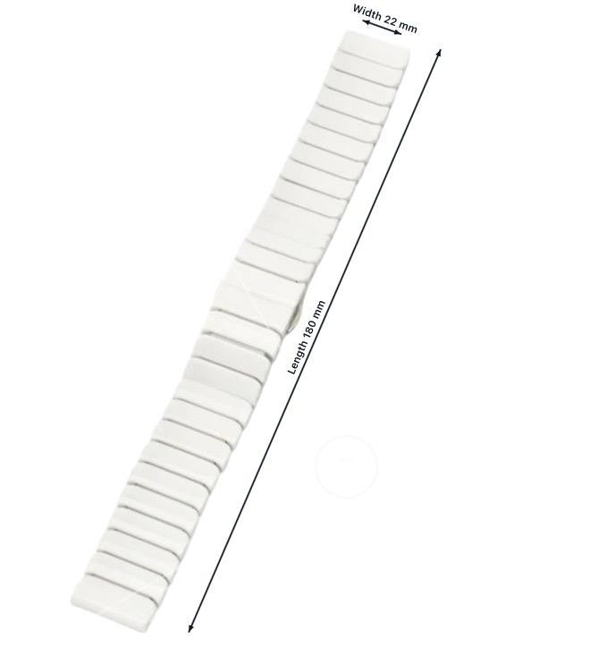 High-end White Ceramic Watch Band with Deployment Buckle 22MM