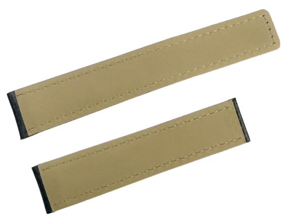 Black Carbon Fiber Pattern Genuine Leather Band fit to TAG H 19x18m Red Stitched