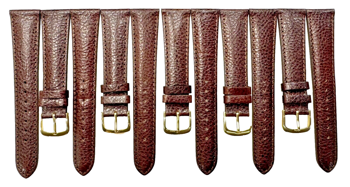 New lot of 6 Watch Bands D.Brown 16x14MM Genuine Leather Grain