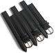 set of 3 Pcs. Watch Bands Black Genuine Leather Stitched Padded 12MM Plain