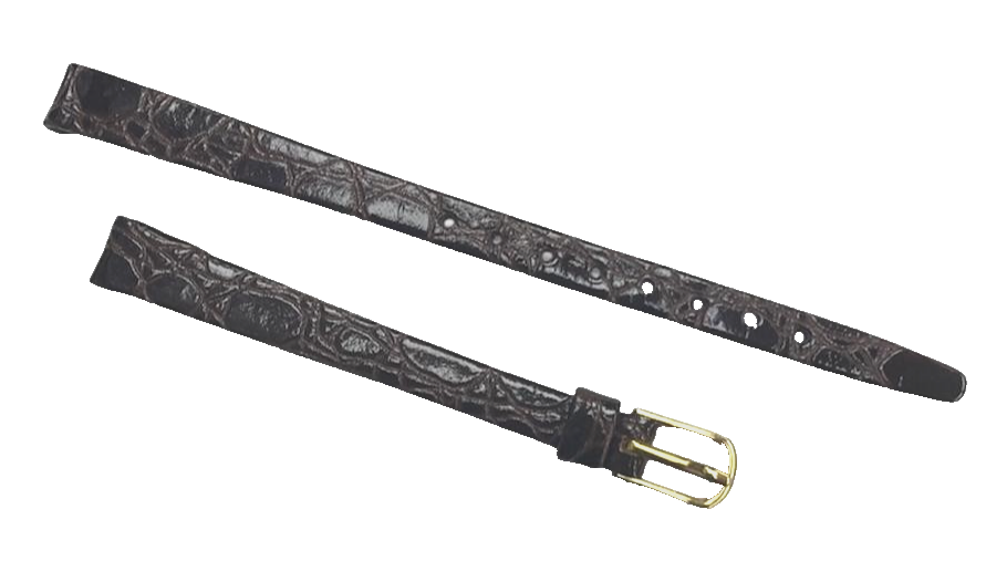 8mm Hirsch Crocodile Grain Dark Brown  Watch Band Regular