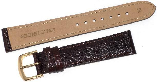 WATCH BAND DARK BROWN GENUINE LEATHER PADDED,STITCHED 16MM (High Quality)