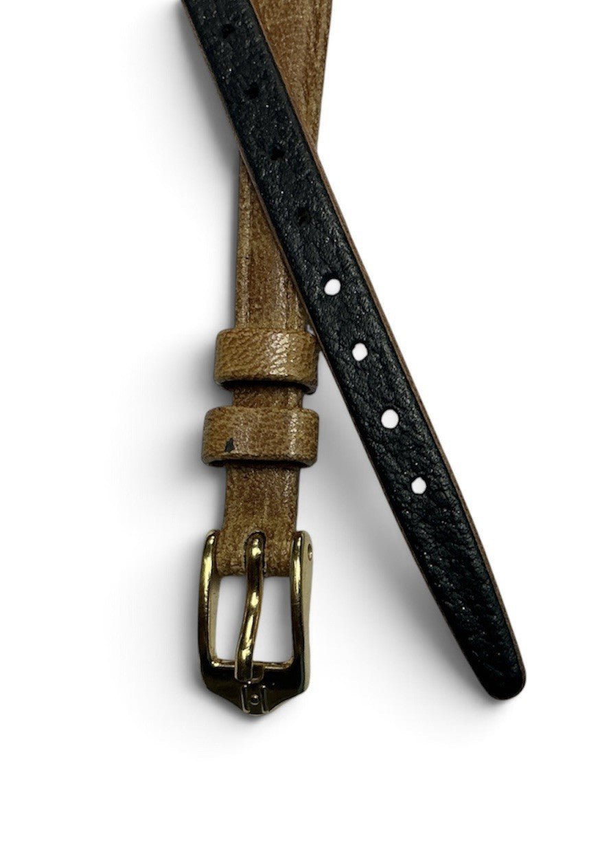 9mm Hirsch Ladies Camel Grain Tan Genuine Leather Watch Band