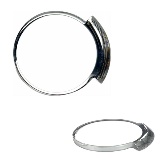 Mineral Crystal Diesel Round Flat One Wing Silver Trim w/Black (46.5×41.2×3.1)mm