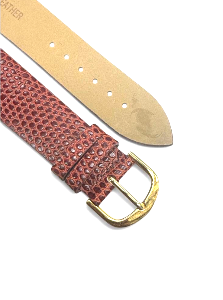 Vintage Downing Red Lizard Grain w Gold Tone Buckle Watch Band 20mm