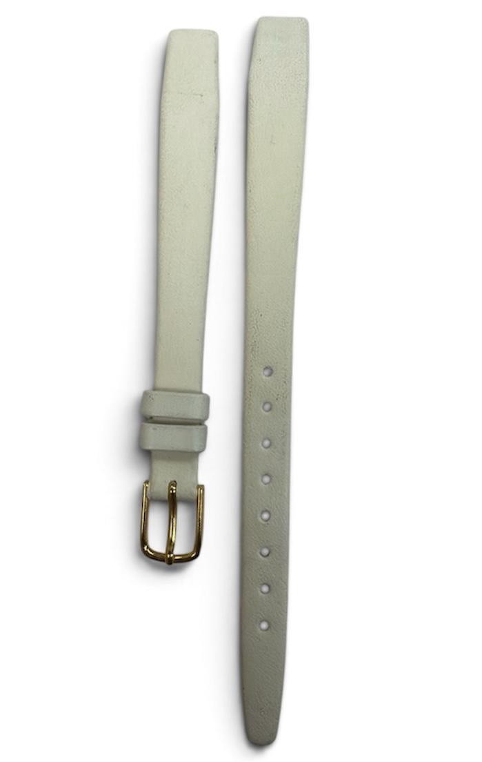 Hirsch black qualitycalf 10 MM open end leather watch band straps-white