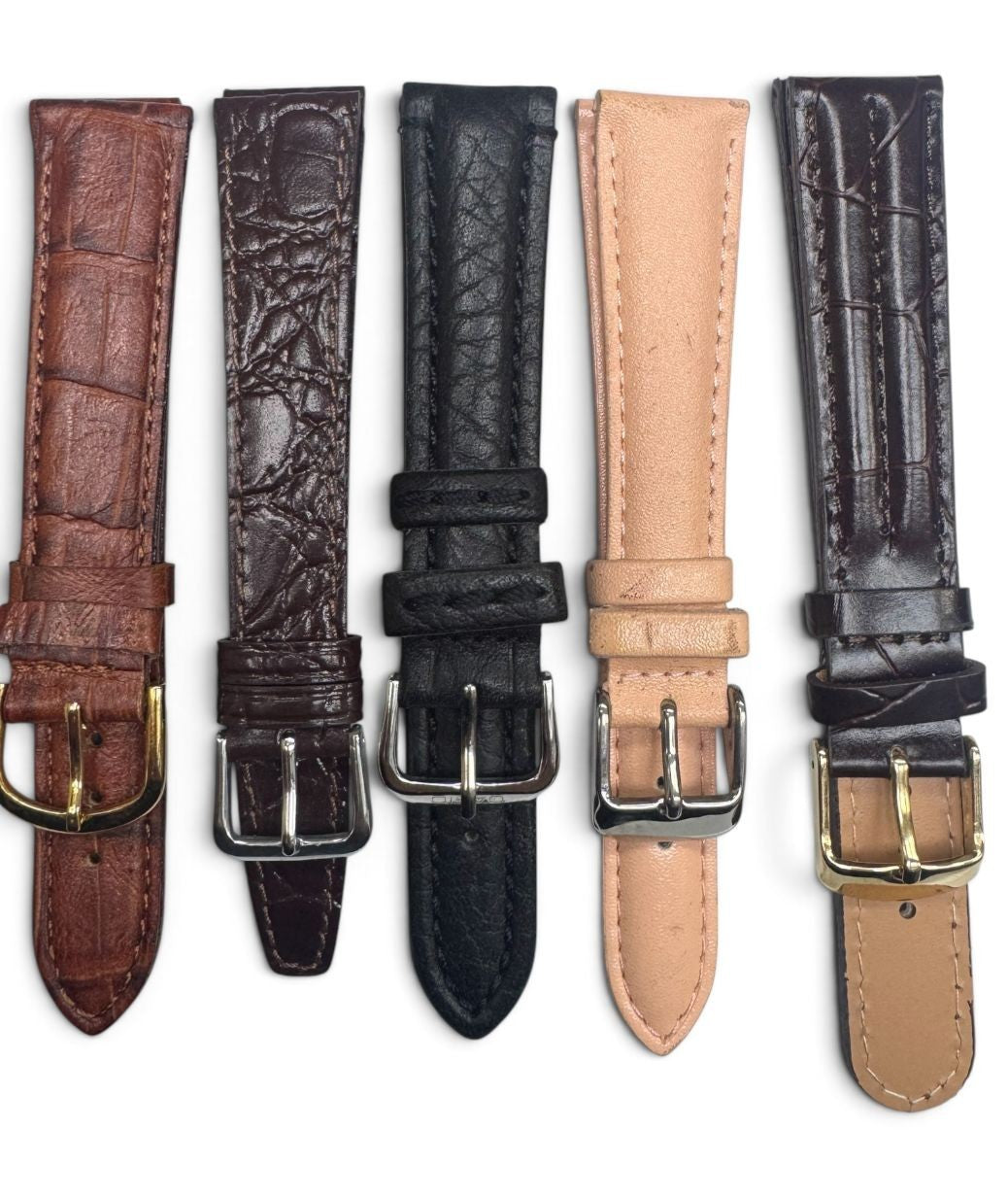 LOT OF 10 WATCH BANDS 18MM GENUINE LEATHER ALLIGATOR MIX STYLE AND COLORS