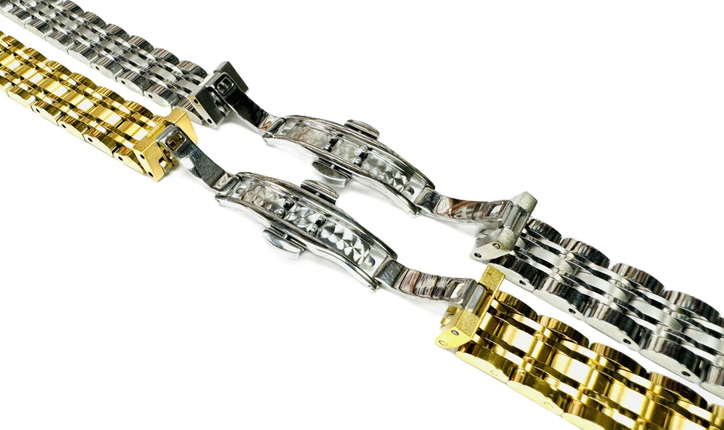 11mm Convertible-Ends 7-Link Stainless Steel Watch Band for Branded Watches