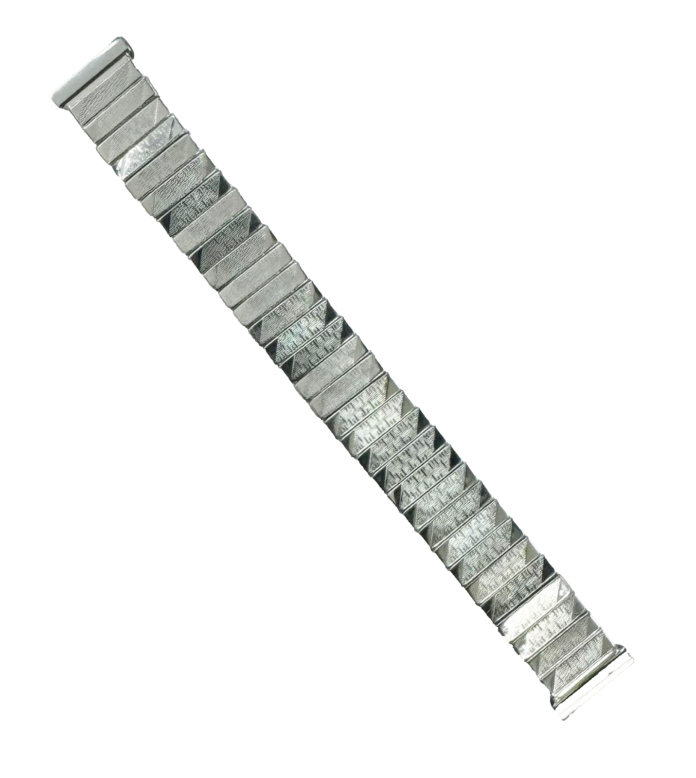 18MM Silver Tone Classic Ribbed Stretch Stainless Steel Watch Band