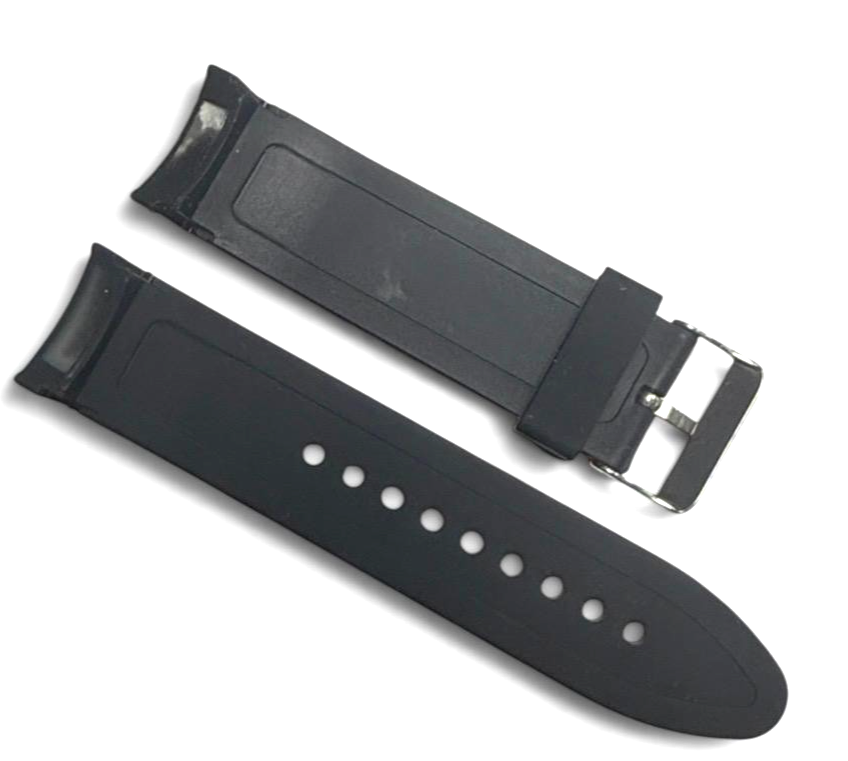 24mm Black Rubber Watch Band Premium Silicone Rubber Strap