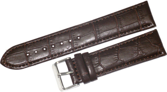 24 MM Genuine Leather Alligator Grains Dark Brown Watch Band Lot of 6 Bands