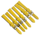 (Set of 6) Watch Band Genuine Leather Lizard Grain YELLOW Flat 12/14mm