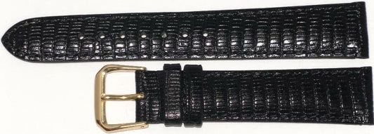  Lot of 6 Bands 24MM Genuine Leather Lizard Grain Padded Black High Quality