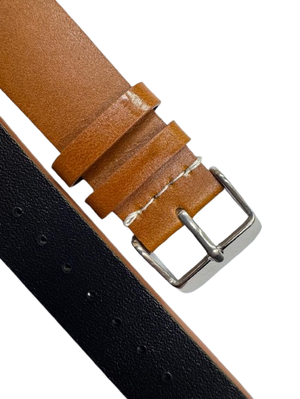 STITCHED GENUINE LEATHER UNIVERSAL WATCH BAND 20mm TAN BROWN COLOR