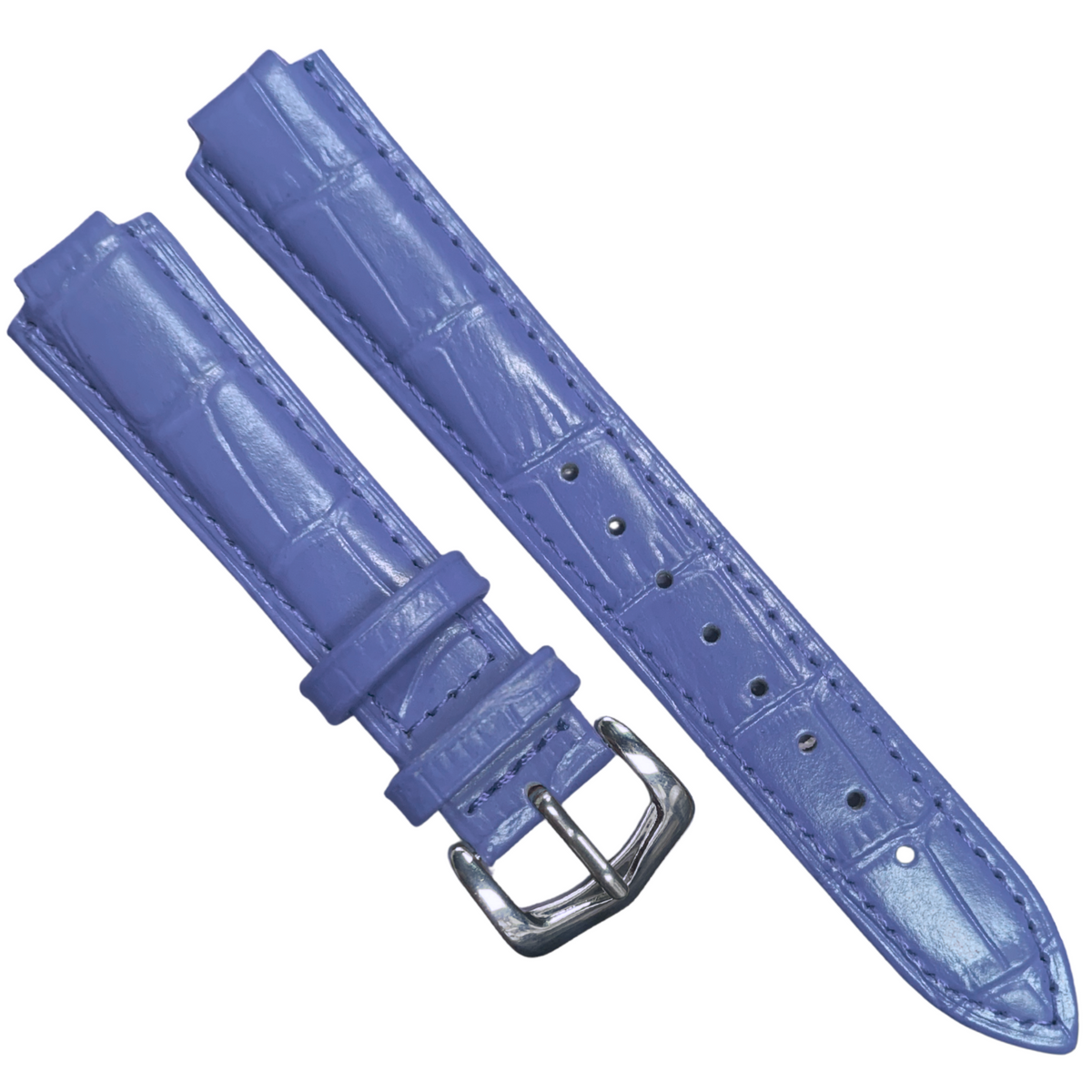 18mm Blue Genuine leather Band Strap Crocodile-Style w/ Buckle