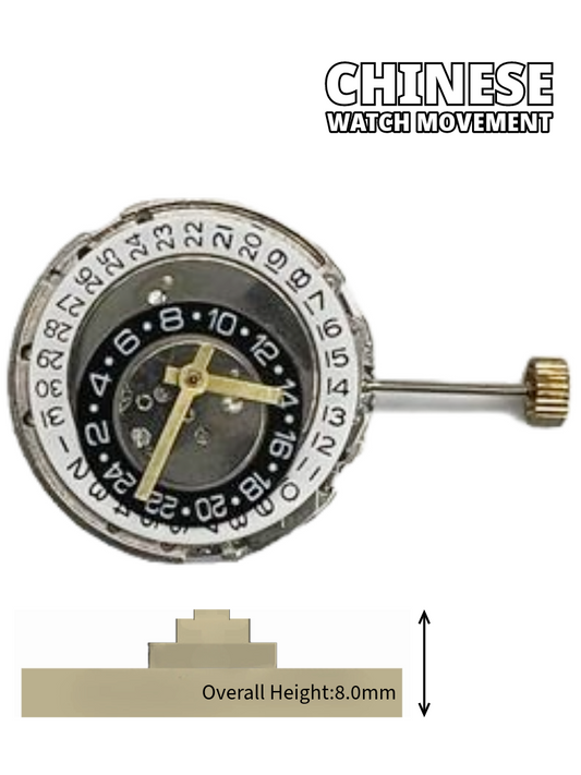 Automatic Chinese Watch Movement 8209-BLACK 3Hands Date at 3.00