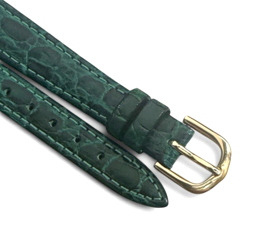 13MM GREEN CROCO GRAIN LEATHER STRAP BAND