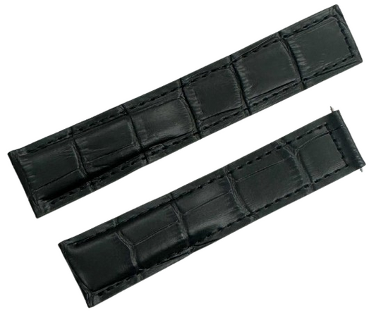 High Quality Black Alligator Style Genuine Leather Band fit to Tag Heuer 22x20m