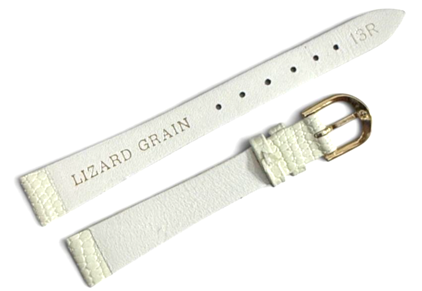 13mm white color Genuine Leather Lizard Grain Watch Band Strap