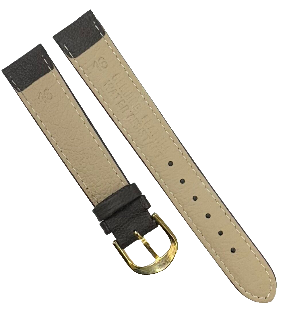 Lot of 6 Watch Bands Genuine Leather D. Brown Color ,Padded,Stitched 16MM