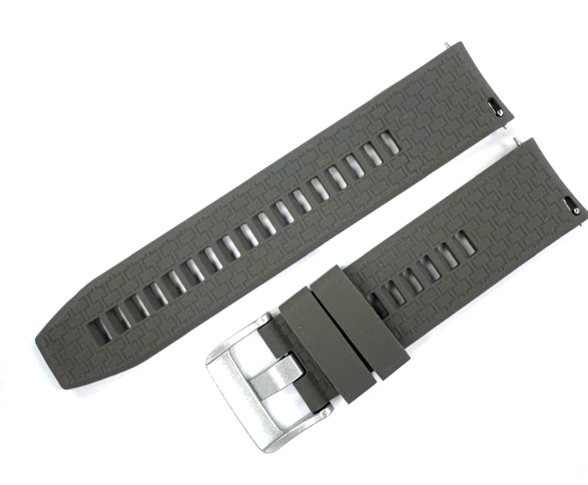 22 MM Rubber Silicone Sports Watch Band Quick Release Pin Gray Color