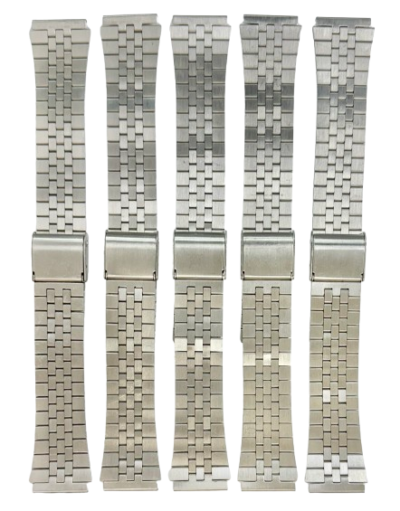18MM, Box-Link Designed 2-Piece, Silver Color Metal Band, Lot of 5 bands